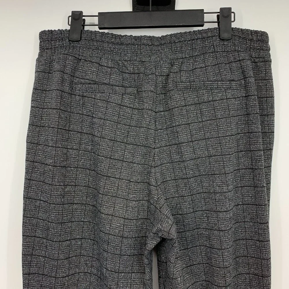 A New Day Pants Black Gray Plaid High Rise Pull On Straight Ankle_8